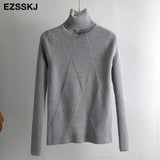 thick Knitted Women high neck Sweater Pullovers Turtleneck Autumn Winter Basic Women Sweaters Slim khaki jacket