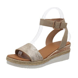 Size Sandals Women 23 Summer New Thick Soles Round Head Buckle Leisure Fashion Slope Heel Beach