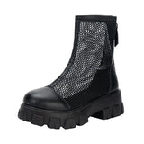 Ankle Boots Women Chunky Heel Knee-length Boots Woman Shoes Brand Female Round Toe Zipper Boots Lasdies Fashion
