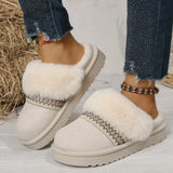 Breakj Cotton Slippers Lady Winter Home Wearing Retro Anti-Slip Thick Bottom Plus Velvet Warm Moon