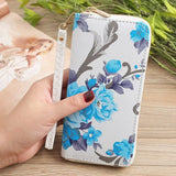 Fashion Women's Rose Print Wallet Long Handbag Fashion Wild Zipper Clutch Bag Multi-card Wallet Purse Card Holder