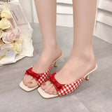 Breakj Cool Slippers 2025 Summer Toe A Word High-Height Cool Slippers Square Head French Style Wear Fine And