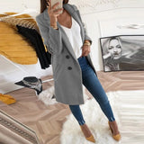 Autumn Winter Turn-Down Collar Blend Coat Women Long Wool solid Jacket Coat Female Casual buttons Coat Windbreake