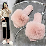Breakj Autumn And Winter New Wool Slippers Fashion One-Line Home Indoor Cotton Slippers Women's