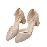 Breakj The Spring Of 2025, The Clasp-Butled Sandals Women's Korean Version Of The Coarse Heel High Heel High-Heeled Shoes In The Daily Female Design