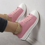 Breakj Casual Single-Shoe Women 2025 Spring And Autumn New Round Head Tie With Thick Bottom Low Help Canvas Single