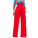 Bandage Waist Casual Black Wide Leg Pant Women Womens Autumn Elegant Fashion Female Red Flare