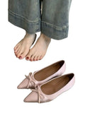 Breakj New French Gentle Wind Bow Single Shoes Shallow Commute Versatile Pointed Fairy Temperament Flat Shoes