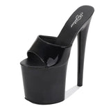 Breakj Patent Leather 17Cm20cm High Heels Heel Sexy Waterproof Platform Hate Day High Slippers Female