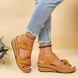 Breakj 2025 Large-Size Casual Fish Mouth Sandals Roman Wind Sandals Women Wear Magic Sticky Slopes And Sports
