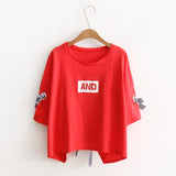 New Summer Crop Tops Women T Shirt Letter Print Short Sleeve Cotton Loose Yellow Black White Short