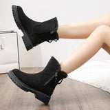 Women Snow Boots Plush Zipper Platform Thick Bottom Ladies Ankle Boots Warm Winter Casual Fashion Female Cotton Shoes
