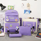 NEW 4 Piece Set backpacks fashion canvas backpack female Korean Shoulder bag College Students bags School backpack for girl