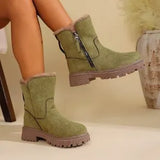 Breakj Boots Autumn And Winter New Large Size Side Zip Hair Anti-Slip Waterproof Plus Thick Low-Tight Cotton