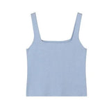 quality chic basic U-NECK Summer white knit Women tank top sexy sleeveless t-shirt vintage top casual crop top t