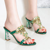 New High-Heeled Diamond Sandals Female Online Celebrities Sexy Fashion With Thick Heels Set With Diamond Sandals For Women To