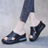 Breakj Platform Heel Sandals Women Wear A Casual Empty Word Buckle Sandals Large Size Women's