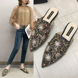 2022Luxury Women Mules Ladies Summer Chinese Slippers Women Shoes 2019 New Low Heels Flat Casual Shoes Woman Flip