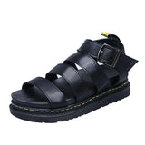 Breakj 2024 Summer Women's Sandals Buckle Casual Beach Shoes Thick-Soled Large Flats Martin