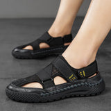 Men's Sandals Summer 2024 New Hollowed-Out Breathable Men's Hole Shoes Non-Slip Handmade Large-Size Outdoor