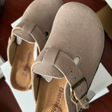Autumn Men's Closed Toe Slippers Split Leather Clogs Sandals For Men Women Garden Clog Slides Unisex Big Size