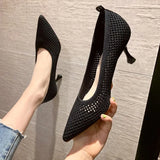 Women Pumps Summer Comfortable Triangle Heeled Party Shoes Stiletto Sexy Single High Heel Shoes Mesh Breathable Women