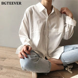 Minimalist Loose White Shirts for Women Turn-down Collar Solid Female Shirts Tops 2020 Spring Summer