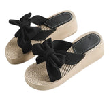 Women's Slippers Hemps Wedge Heels Non-slip Outside Ladies Slides Korean Style Sweet Girl Female Shoes Sandals 2021