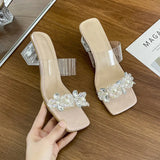 Breakj Women's New Transparent Sandals In The Summer Of 2025 Wear Thick And Water Drill Crystal High-Heeled