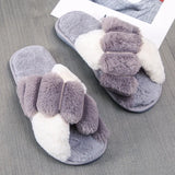 Women Slippers Faux Fur Warm Shoes Women Slip on Flats Female Floor Slides home furry slippers Indoor House Flip