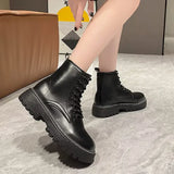 Breakj And Winter Martin Boots 2025 New Women's Shoes Fashion Boots Black British Style Short Boots Thick Background With Thin Boots