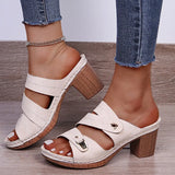 Large Size 36-43 New Fashion Women Sandals Square Heels Peep Toe Narrow Band Summer Casual Buckle Strap Sadalias