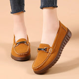 Breakj New Women's Shoes Flats Women's Single Shoes Bean Shoes With Metal Buckle Casual Shoes British Style Women's Small Leather