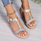 Breakj 2024 Bohemia New Wedge Diamond Fish Mouth Sandal Women's Plus Size Women's