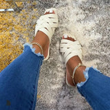 Women Summer Slides High Quality Weave Open Toe Flat Casual Slipper Leisure Sandal Female Beach Flip Flops Size 43 Sandals