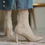 High Heel Boots Women's 2021 New Korean Style Autumn and Winter Mid Heel Stretch Thin Boots Pointed Toe Sock Boots