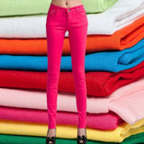 Top Quality Women Pencil Pants Slim Trousers Woman Jeans Solid Girls Sweet Candy Color Femme