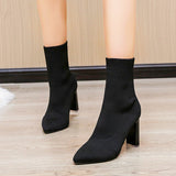 Breakj Martin Boots Women 2025 New Autumn And Winter Tips And Flying Weave High-Hees Thin Skinny