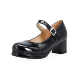 Bridal Wedding Large Size Sweet Lolita Girls Red Black Buckle Decoration Casual Mary Janes Platform Shoes Women Gothic