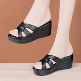 Heel Sandals Summer 2024 New Muffin Bottom Fish Mouth Sandals Large-Size Fashionable