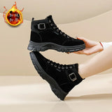 Breakj Women's Cotton Shoes 2024 Winter New Martin Boots Women's Round Head Platform And Velvet Warm Women's Shoes Anti-Velvet Boots
