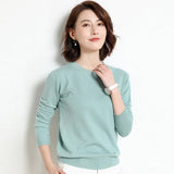 Sweater 2020 New O-neck Female Long-sleeved Knitted Pullover Jumper Pull Femme Clothes White Loose Thin Korean Plus
