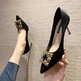 Heels Women Shoes 2023 Spring Pumps Slip On Bling Bling Pointed Wedge Latest Shallow Mouth Sandals Ladies All-Match