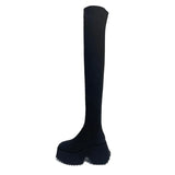 Winter Women's Over The Knee Sock Boots 2023 Stretch Knitted Thick Heels Long Boots Woman Slip on Platform