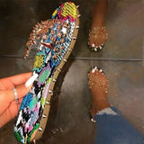 Sandals Summer Rivet Punk Shoes Ankle Strap Female Cool Girls Women's Flats Shoes Buckle Transparent Bling Ladies