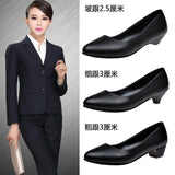 Breakj New White-Collar Low-Heeled Work Shoes Fashion Leather Coarse OL Single Shoes Vietnamese Side Trade Dress Women's