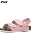 2023 New Summer Beach Cork Sandals Casual Women Outside Non-slip Black White Double Buckle Sandalias