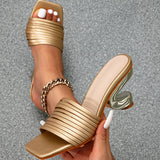 Breakj Women's Gold-Framed Sheeled Sandal Parties Fashion High Heels Women's Sandals Comfortable Party High