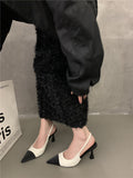 New Summer Pointed Small Fragrant Wind Pointed High Heels French High Heel Baotou Empty Sandals