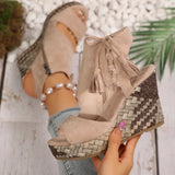 Breakj Slope Heel Sandals Women 2025 Summer Tuxedo High-Heeled Fish Mouth Loose Cake Bottom Fashion Wearing
